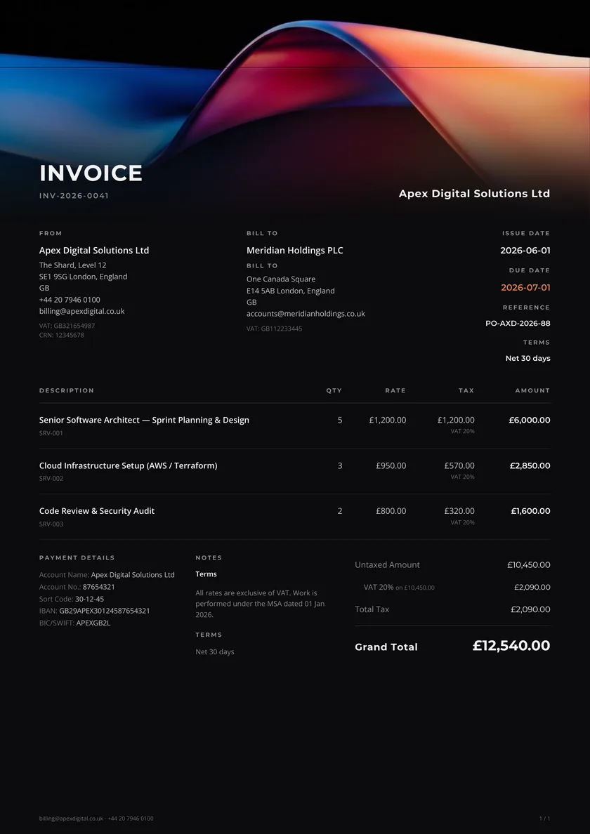 Aurora invoice template