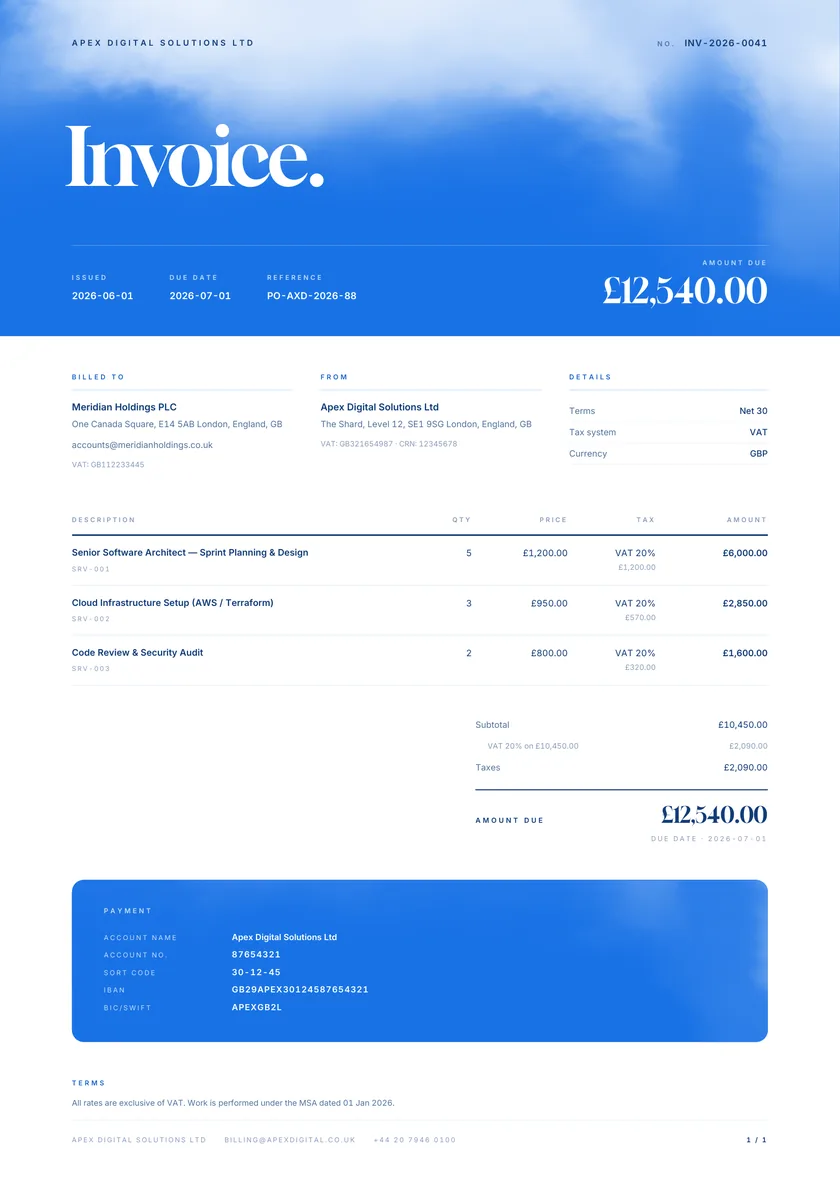 Cirrus invoice template