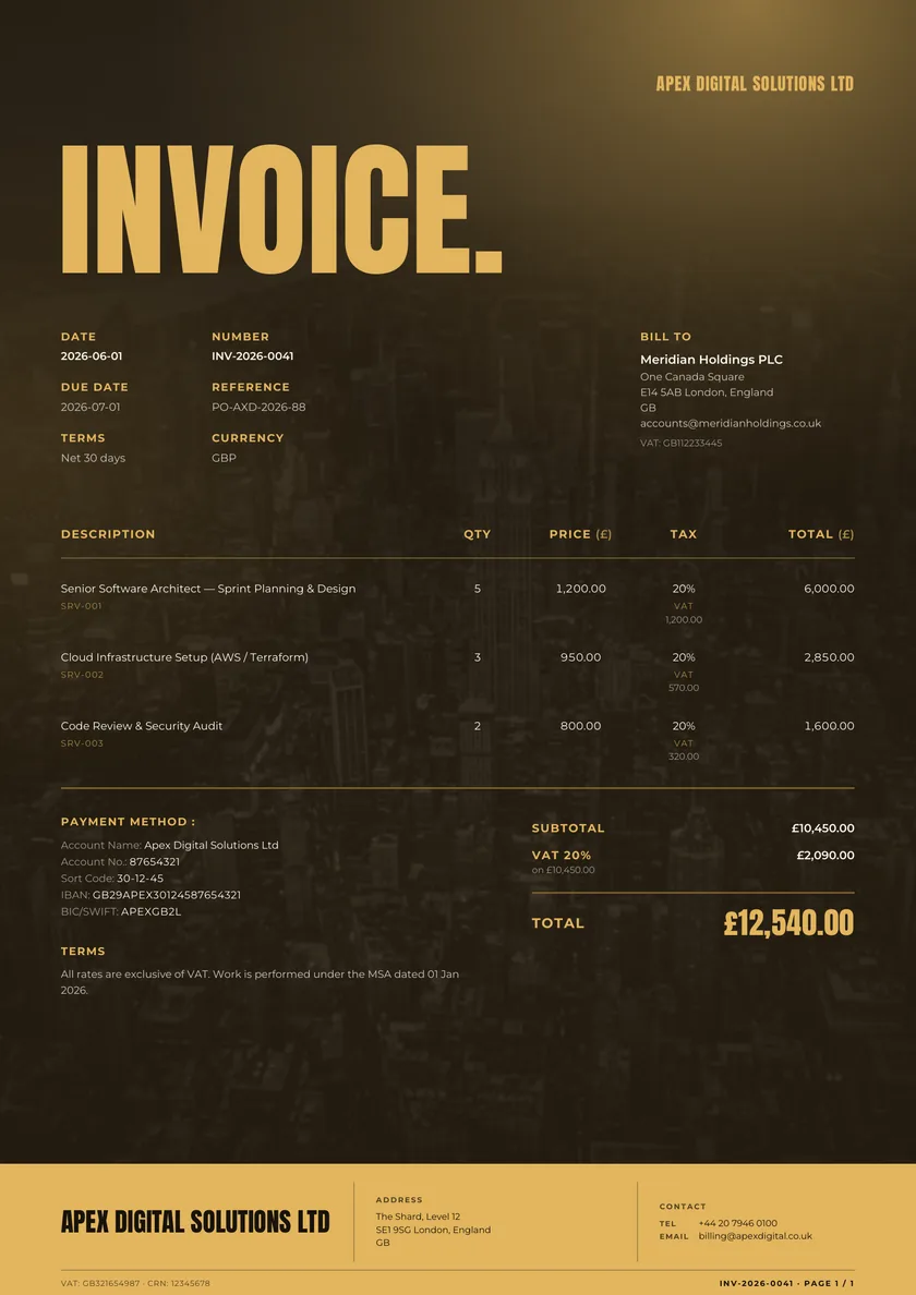 Nocturne invoice template