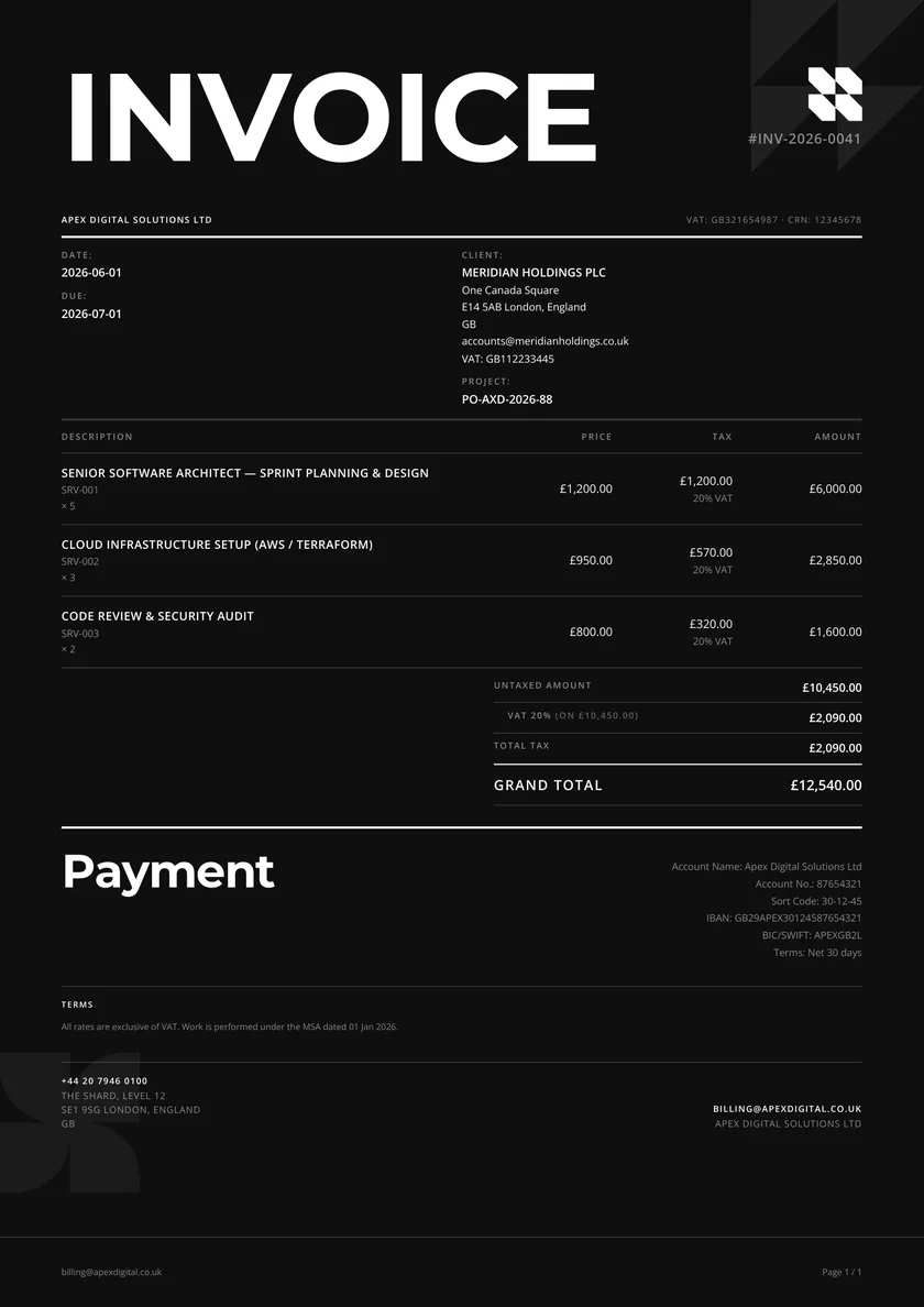 Noir invoice template