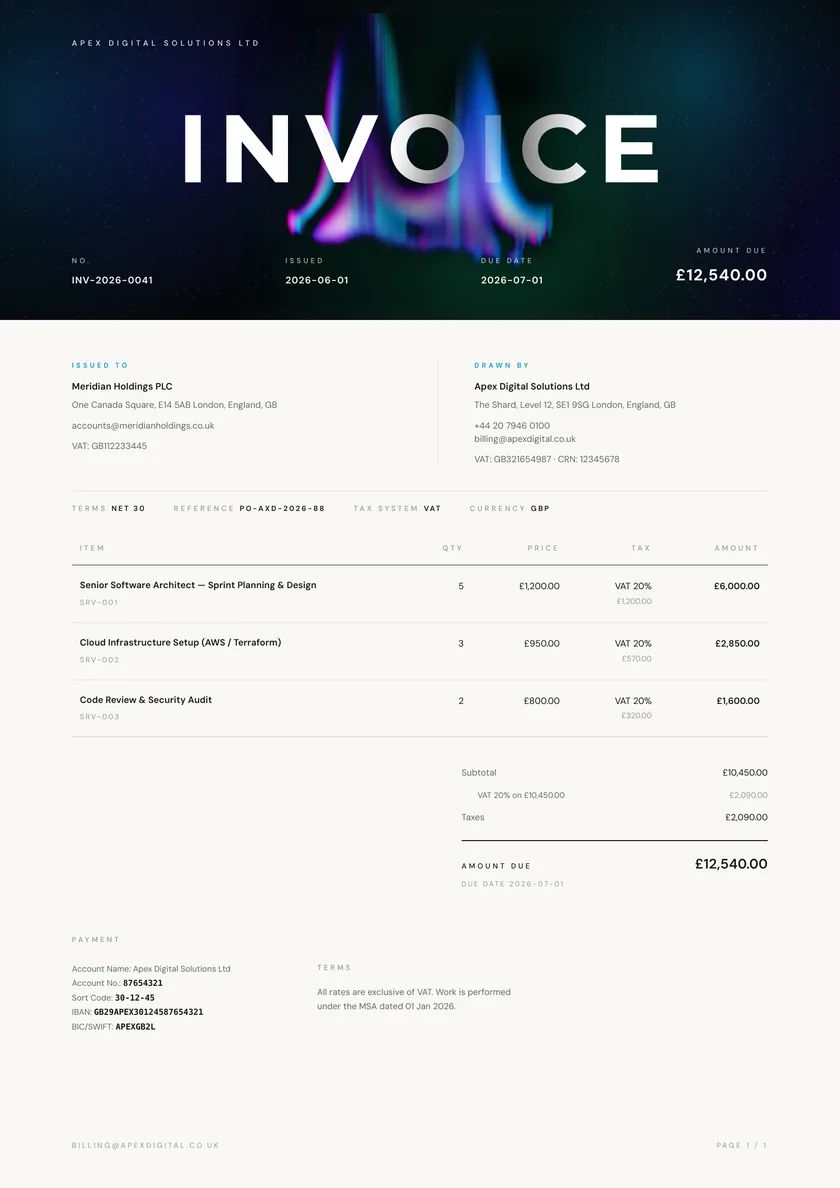 Spectre invoice template