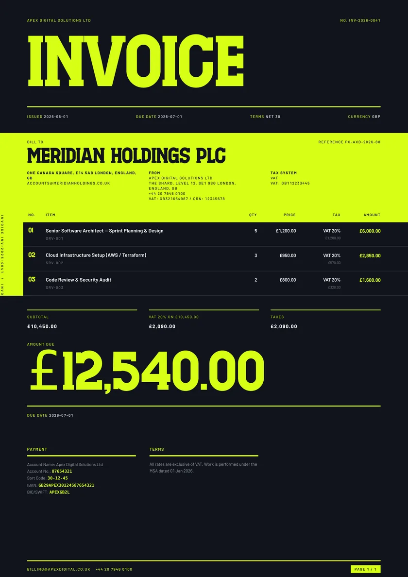 Volt invoice template
