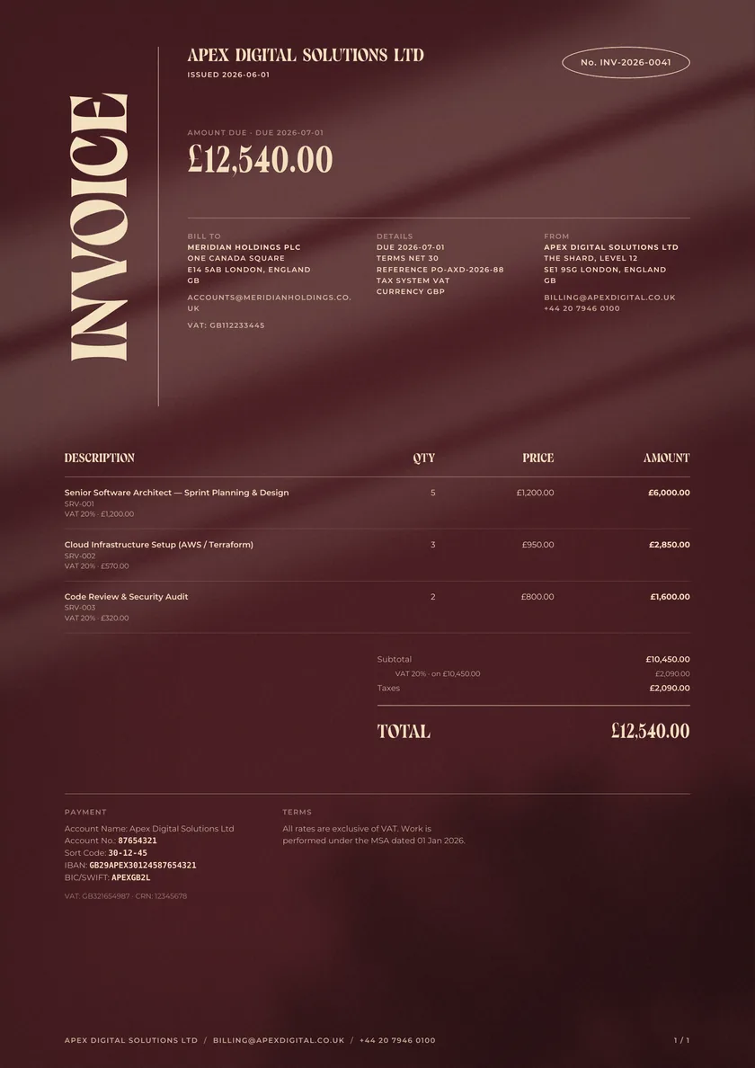 Bordeaux invoice template