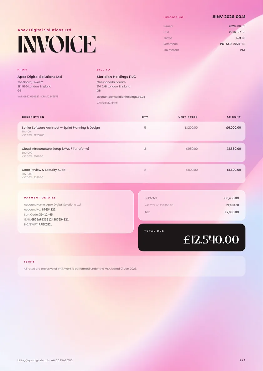Sorbet invoice template